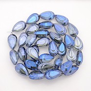 Teardrop Electroplate Rainbow Plated Glass Beads Strands, Faceted, Royal Blue, 20x12x9mm, Hole: 1mm, about 35pcs/strand, 27.5 inch(X-EGLA-P013-F05)
