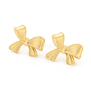 Bowknot Rack Plating Brass Stud Earrings, Long-Lasting Plated, Cadmium Free & Lead Free, Real 18K Gold Plated, 18x20mm(EJEW-K263-34G)