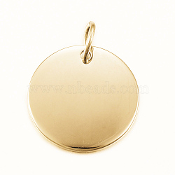 Smooth Surface 304 Stainless Steel Pendants, Flat Round, Stamping Blank Tags, Golden, 20x1.5mm, Hole: 4mm(STAS-H424-26G)