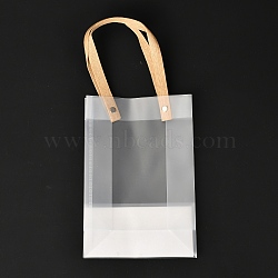 Christmas Theme Rectangle Custom Blank Transparent Tote Bag, Waterproof Plastic Shopping Bags, with Handle, Clear, 32x14cm, 10pcs/bag(ABAG-M002-02B)