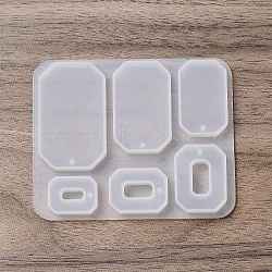 DIY Pendant Silicone Molds, Resin Casting Molds, for UV Resin, Epoxy Resin Jewelry Making, Rectangle Octagon, 71x87x6mm, Hole: 1.6mm, Inner Diameter: 19~44.5x14~27mm(SIMO-F145-04)