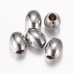 304 Stainless Steel Beads, Barrel, Stainless Steel Color, 6x5mm, Hole: 2mm(STAS-P171-66P)