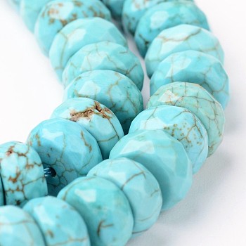 Natural Magnesite Beads Strands, Dyed & Heated, Faceted, Rondelle, 8x4~5mm, Hole: 1mm, about 89pcs/strand, 14.9 inch