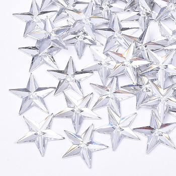 Plastic Cabochons, Star, Clear, 13x14x1.5mm, about 2000pcs/bag