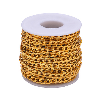 Aluminum Twisted Chains Curb Chains, with Spool, Unwelded, Oval, Golden, 9x5x1.5mm