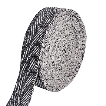 12M Flat Polycotton Ribbon, Twill Tape Ribbon, Herringbone Ribbon, Costume Accessories, Black, 1-3/8 inch(35mm), about 13.12 Yards(12m)/Bag