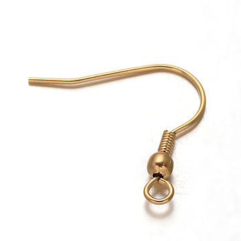 Ion Plating(IP) 304 Stainless Steel Earring Hooks, with Horizontal Loop, Real 18K Gold Plated, 20x21x3mm, 9 Gauge, Hole: 2mm