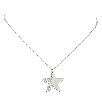 304 Stainless Steel Pendant Necklace for Women, Star, 17.24 inch(43.8cm), pendant: 24.5x26mm