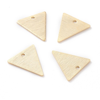 Brass Charms, Triangle, Real 24K Gold Plated, 13x12x0.5mm, Hole: 1.2mm