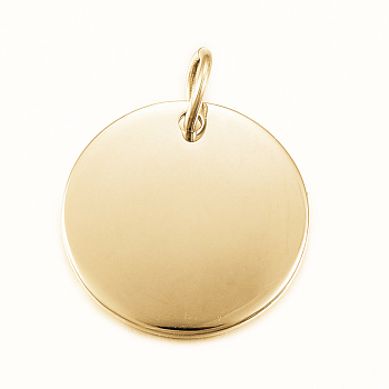 Smooth Surface 304 Stainless Steel Pendants, Flat Round, Stamping Blank Tags, Golden, 20x1.5mm, Hole: 4mm
