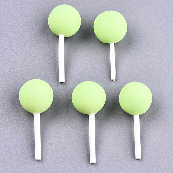 Handmade Polymer Clay 3D Lollipop Embellishments, for Party DIY Decorations, Green Yellow, 21~26x10.5mm