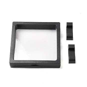 Plastic Frame Stands, with Transparent Membrane, 3D Floating Frame Display Holder, Coin Display Box, Black, 11x11.5x2cm