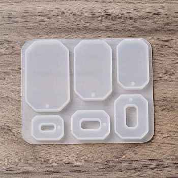 DIY Pendant Silicone Molds, Resin Casting Molds, for UV Resin, Epoxy Resin Jewelry Making, Rectangle Octagon, 71x87x6mm, Hole: 1.6mm, Inner Diameter: 19~44.5x14~27mm