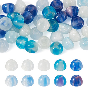50Pcs 5 Colors Resin UV Reactive Beads, Color Changing Beads, Apple, Mixed Color, 11x8mm, Hole: 1.5mm, 10pcs/color