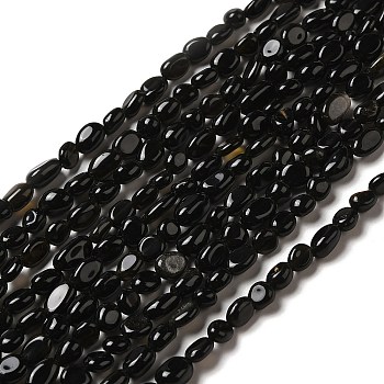 Natural Obsidian Beads Strands, Nuggets,  7~11x5~8x3.5~5.5mm, Hole: 1mm, about 44~50pcs/strand, 38.5~39.5cm