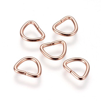 304 Stainless Steel D Rings, Buckle Clasps, For Webbing, Strapping Bags, Garment Accessories, Rose Gold, 9x11x1.5mm, Inner Size: 6x8mm