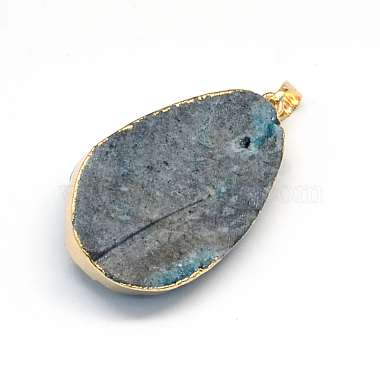 Plated Natural Drusy Agate Teardrop Pendants(G-R275-15)-3