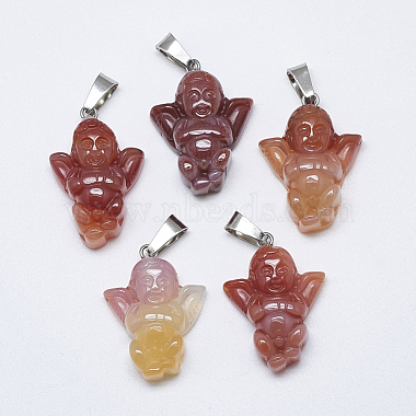 Platinum Angel & Fairy Carnelian Pendants