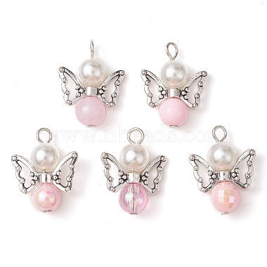 Antique Silver PeachPuff Angel & Fairy Alloy+Acrylic Pendants