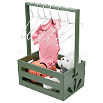 1Pc Wooden Baby Shower Closet Crates, Baby Storage Crate Gift Baskets with Handles, with 6Pcs Plastic Kids' Hanger, Dark Sea Green, 230x348x510mm(AJEW-UN0002-74)