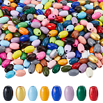 500Pcs Spray Painted Schima Wood Beads, Rice, Mixed Color, 12~12.5x7.5~8.5mm, Hole: 2~2.5mm(WOOD-DC0001-43)