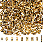 180Pcs 9 Styles Tibetan Style Alloy Beads, Mixed Shapes, Antique Golden, 6~14x2.5~5.5mm, Hole: 1~3mm, 20pcs/style(FIND-PA0001-85)
