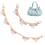 2Pcs 2 Styles Alloy Enamel Pink Bowknot Charm Cable Chain Purse Decorative Chains, with Swivel Clasps, Bag Replacement Accessories, Golden, 205~360mm, 1pc/style(HJEW-BBC0001-49)