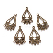 Tibetan Style Alloy Chandelier Components Links, Lead Free & Cadmium Free, Teardrop, Antique Bronze, 33.5x19.5x1.3mm, Hole: 1.4mm and 1.8mm(PALLOY-M186-05AB-RS)