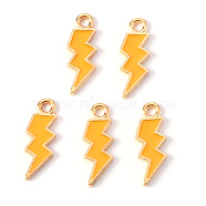 Alloy Enamel Pendants, Lightning Bolt, Light Gold, Orange, 20x7x1.5mm, Hole: 2mm(X-ENAM-N054-025I)