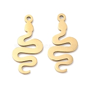 201 Stainless Steel Pendants, Snake Charm, Golden, 21.5x10x1mm, Hole: 1.4mm(STAS-A084-04G)