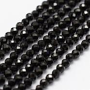 Natural Black Spinel Beads Strands, Faceted, Round, 2mm, Hole: 0.5mm, about 175pcs/strand, 14.9 inch(38cm)(G-K185-09)