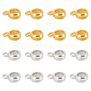 Brass Tube Bails, Loop Bails, Bail Beads For European Chains, Rondelle, Mixed Color, 11.5x8x4mm, Hole: 2mm, Inner Diameter: 5mm, 40pcs/box(KK-FH0001-06)