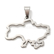 304 Stainless Steel Pendants, Laser Cut, Ukraine Map Charm, Stainless Steel Color, 23x28x1mm, Hole: 5x3mm(STAS-H184-03B-P)