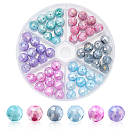 PandaHall Elite 60Pcs 6 Color Opaque Baking Painted Glass Beads Strands, Faceted, Round, Mixed Color, 10x9.5mm, Hole: 1.2mm, 10pcs/color(EGLA-PH0001-19)