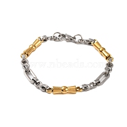 304 Stainless Steel Link Chain Bracelets, with 201 Stainless Steeel Findings, Golden & Stainless Steel Color, 8-3/8 inch(21.2cm)(BJEW-B078-128GP)