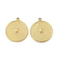 304 Stainless Steel Pendants, Flat Round Charm, Real 14K Gold Plated, 18x15x2.5mm, Hole: 1.5mm(STAS-L022-187G)