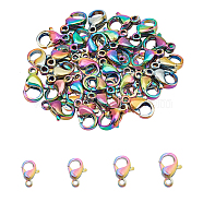 PVD Vacuum Plating 304 Stainless Steel Lobster Claw Clasps, Rainbow Color, 40pcs/box(STAS-UN0005-15)