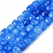 Natural Quartz Beads Strands, Dyed, Faceted, Cube, Royal Blue, 5.5x6x6mm, Hole: 1mm, about 61~62pcs/Strand, 12.99 inch~13.19 inch(33cm~33.5cm)(G-S359-376E)