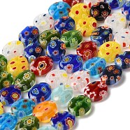 Handmade Millefiori Glass Heart Bead Strands, Oval, Mixed Color, 10x8x3mm, Hole: 1.2mm, about 38pcs/strand, 14.17''(36cm)(LK-U001-01)