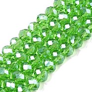 Electroplate Glass Beads Strands, Pearl Luster Plated, Faceted, Rondelle, Lime Green, 6x5mm, Hole: 1mm, about 84~85pcs/strand, 41.5~42cm(EGLA-A044-T6mm-A11)