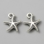 Tibetan Style Alloy Pendants, Starfish Charms, Antique Silver, 16x14x3.5mm, Hole: 2mm(FIND-CJC0017-20A-AS)