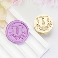 Golden Tone Round Wax Seal Brass Stamp Heads, for Wax Seal Stamp, Flower with Letter Pattern, Letter I, 20x14mm, Inner Diameter: 7mm(AJEW-Z034-02G-I)