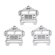 201 Stainless Steel Pendants, Laser Cut, Truck, Stainless Steel Color, 16.5x16x1mm, Hole: 4mm(STAS-T044-267P)