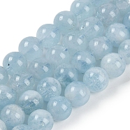 Natural Aquamarine Bead Strands, Round, 8~9mm, Hole: 0.5mm, about 48pcs/strand, 15.5 inch(39.5cm)(G-J376-23-8mm)