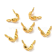 Brass Bead Tips, Cadmium Free & Lead Free, Real 18K Gold Plated, 8x4mm, Hole: 1.4mm(FIND-R144-11G18)