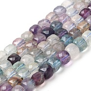 Natural Fluoite Beads Strands, Cube, Faceted, 6x6x6mm, Hole: 0.9mm, about 68~70pcs/strand, 15.16~15.75''(38.5~40cm)(G-E608-E15)