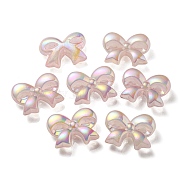 UV Plating Luminous Transparent Acrylic Beads, Glow in The Dark, Bowknot, Lavender Blush, 28.5x37.5x12mm, Hole: 3.5mm(OACR-P010-07A)