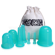 Silicone Cupping Therapy Set, Massage Cups Muscles for Household Physiotherapy and Beauty Supplies, Dark Cyan, 15~70x50~80mm, 7Pcs/set(FAMI-PW0001-33C)