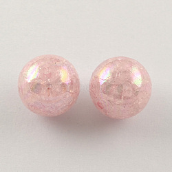 AB Color Transparent Crackle Round Acrylic Beads, Misty Rose, 20mm, Hole: 2.5mm(X-CACR-S006-01)