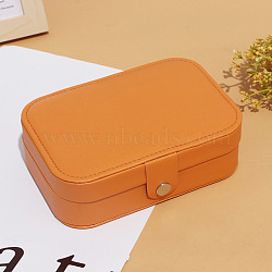 Imitation Leather Jewelry Storage Bag with Snap Fastener, for Bracelet, Necklace, Earrings, Rectangle, Dark Orange, 16.5x11.5x5cm(PW-WG85020-07)